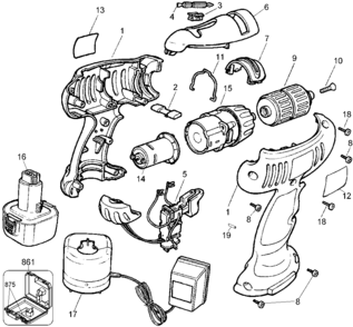 Default Diagram and Parts List for FS1320K-2 Type 1 Black and Decker Boring Machine